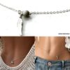 N7013a Bijou pierre de naissance mars - Chaine de taille plume Argent - Bijoux de corps en ligne Ninanina