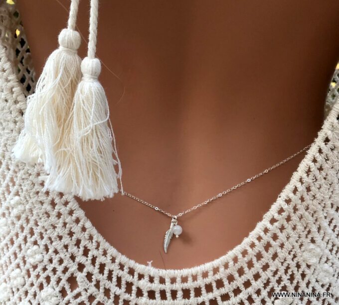 N7013b Bijou pierre de naissance mars - Chaine de taille plume Argent - Bijoux de corps en ligne Ninanina