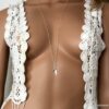 N7014d Sautoir avec plume Argent - Collier long aigue marine femme - Bijoux Colliers en ligne Ninanina