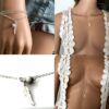 N7014f Sautoir avec plume Argent - Collier long aigue marine femme - Bijoux Colliers en ligne Ninanina