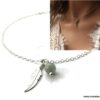 N7015a Collier ras de cou plume Argent et aigue marine femme - Bijoux Colliers en ligne Ninanina