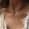 N7015b Collier ras de cou plume Argent et aigue marine femme - Bijoux Colliers en ligne Ninanina