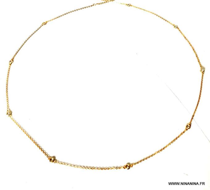 N7023d Sautoir or femme - collier long doré oxyde de zirconium blanc - Bijoux Colliers en ligne Ninanina