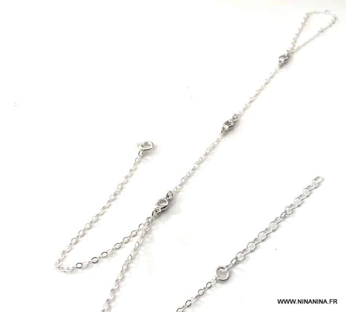 N7029a Bracelet doigt poignet argent - Bijou bague de main zirconium - Bijoux Bracelets en ligne Ninanina