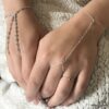 N7029e Bracelet doigt poignet argent - Bijou bague de main zirconium - Bijoux Bracelets en ligne Ninanina
