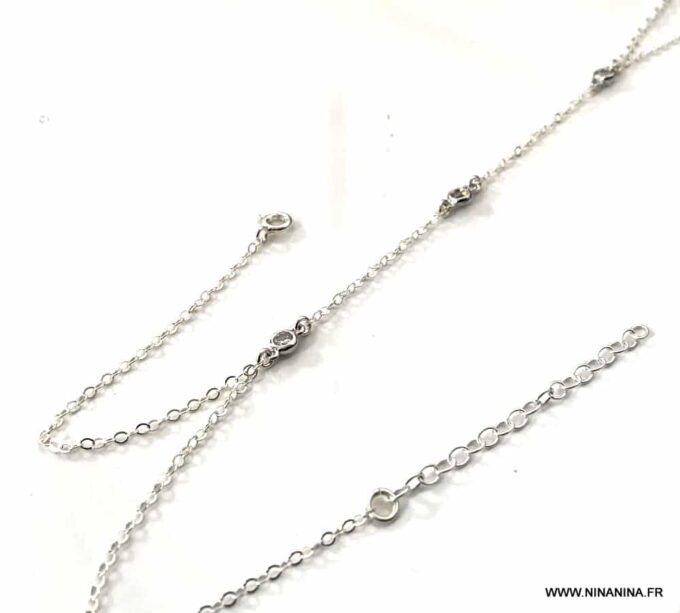 N7029g Bracelet doigt poignet argent - Bijou bague de main zirconium - Bijoux Bracelets en ligne Ninanina