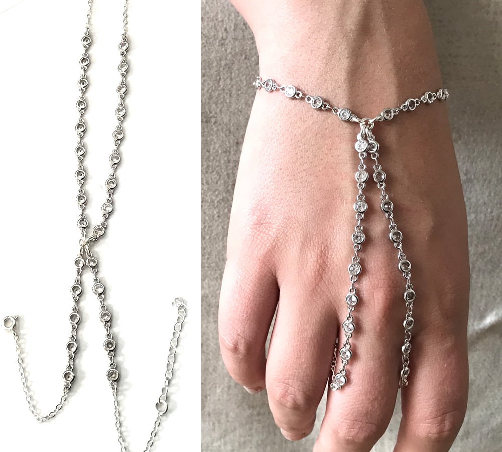 Bracelet Esclave 2 Rangs Faux Diamants 5 Mm - Style Snake, Argenté, Neuf Avec étiquettes