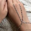 N7031i Bracelet esclave femme argent - Chaine de main zirconium - Bijoux Bracelets en ligne Ninanina