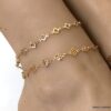 N7033 Chaine a cheville plaqué or femme - bracelet pied doré - Bijoux Bracelets en ligne Ninanina