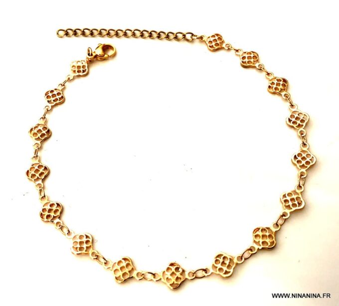 N7034d Cheville pied bijou plaqué or - bracelet femme doré - Bijoux Bracelets en ligne Ninanina