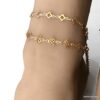 N7034e Cheville pied bijou plaqué or - bracelet femme doré - Bijoux Bracelets en ligne Ninanina