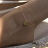 N7037 Chaine pour cheville femme pendentif soleil argent Plaqué Or - Bijoux de pied en ligne Ninanina
