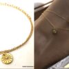N7037c Chaine pour cheville femme pendentif soleil argent Plaqué Or - Bijoux de pied en ligne Ninanina
