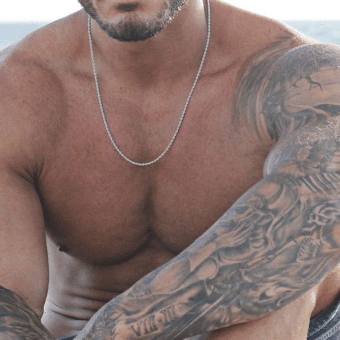 N7040d Chaine torsade pour homme Acier inoxydable chirurgical argent - Bijoux Chaines en ligne Ninanina