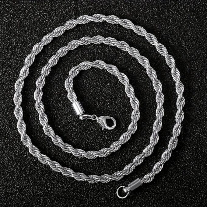 N7040x Chaine torsade pour homme Acier inoxydable chirurgical - Bijoux Colliers en ligne Ninanina