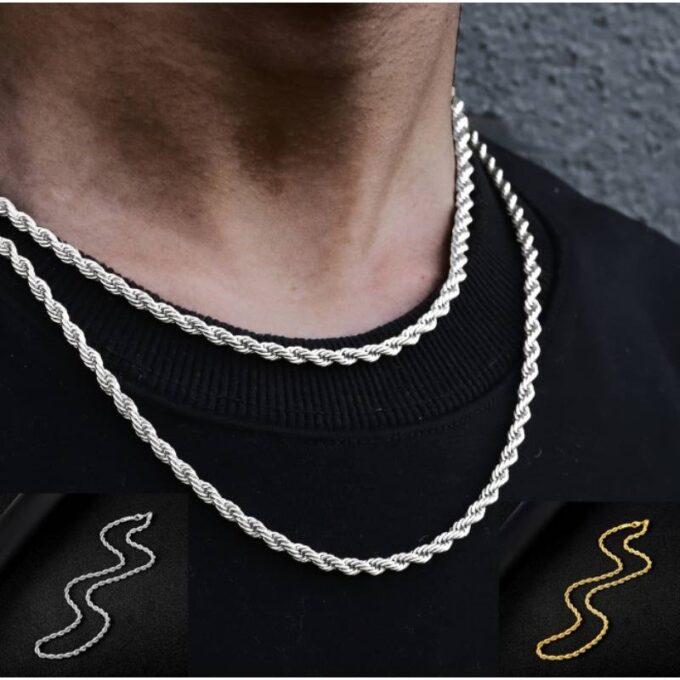 N7040y Chaine torsade pour homme Acier inoxydable chirurgical - Bijoux Colliers en ligne Ninanina