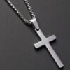 N7043a chaine avec croix homme maille venitienne acier inoxydable argent - Bijoux Chaines en ligne Ninanina