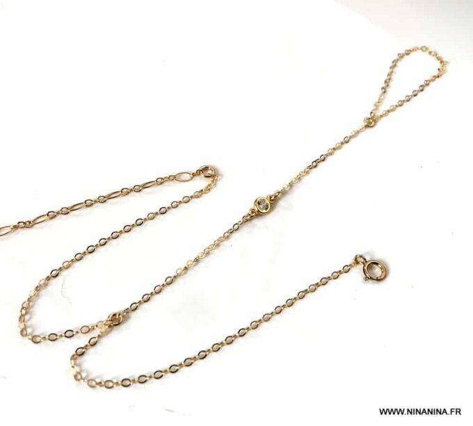 N7051a bracelet doigt poignet or plaqué - chaine main zirconium dorée - Bijoux Bracelets en ligne Ninanina