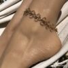 N7055b Bracelet cheville bohème plaqué or - Chaine large maille dorée - Bijoux de pied en ligne Ninanina