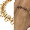 N7055c Bracelet cheville bohème plaqué or - Chaine large maille dorée - Bijoux de pied en ligne Ninanina