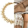 N7055g Bracelet cheville bohème plaqué or - Chaine large maille dorée - Bijoux de pied en ligne Ninanina