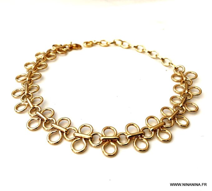 N7056f Bracelet de bras doré - brassard femme large maille plaqué or - Bijoux Bracelets en ligne Ninanina