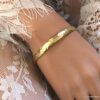 N7060d Bracelet en laiton doré femme - Manchette fine or martelé - Bijoux Bracelets en ligne Ninanina