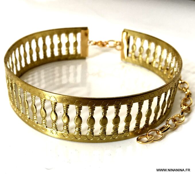 N7064a Bijou de cheville femme en laiton doré - Bracelet pied bohème - Bijoux de pied en ligne Ninanina