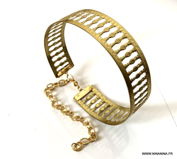 N7064e Bijou de cheville femme en laiton doré - Bracelet pied bohème - Bijoux de pied en ligne Ninanina