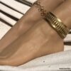 N7064g Bijou de cheville femme en laiton doré - Bracelet pied bohème - Bijoux de pied en ligne Ninanina