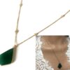 N7032a Collier pendentif vert en onyx et zirconium femme plaqué or - Bijoux Colliers en ligne Ninanina