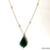 N7032d Collier pendentif vert en onyx et zirconium femme plaqué or - Bijoux Colliers en ligne Ninanina