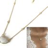 N7073c Pendentif Pierre de Lune véritable chaine plaqué or et zirconium - Bijoux Colliers en ligne Ninanina