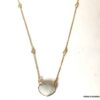 N7073e Pendentif Pierre de Lune véritable chaine plaqué or et zirconium - Bijoux Colliers en ligne Ninanina