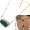 N7075b Collier emeraude femme pendentif rectangle argent plaqué or - Bijoux Colliers en ligne Ninanina