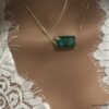 N7075e Collier emeraude femme pendentif rectangle argent plaqué or - Bijoux Colliers en ligne Ninanina