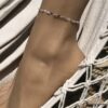 N7079e Chaine de cheville 30 cm maille fantaisie argent femme - Bijoux de pied en ligne Ninanina