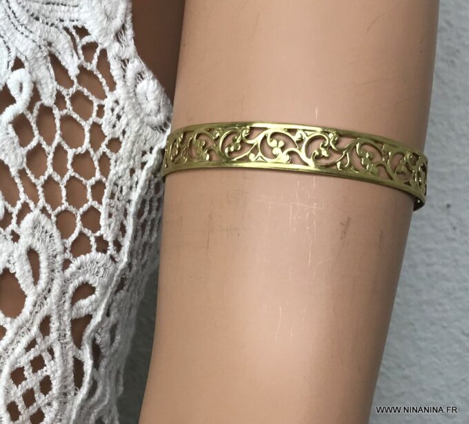 N7083b Bracelet haut de bras femme en laiton doré pour biceps - Bijoux Bracelets en ligne Ninanina