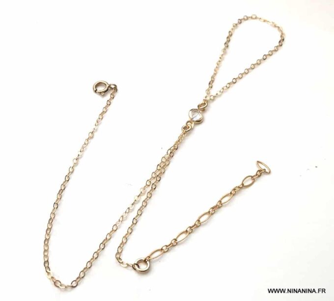 N7086c Bracelet pouce plaqué or - chaine main doigt poignet zirconium - Bijoux Bracelets en ligne Ninanina