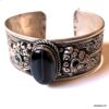 N7092o Bracelet Manchette ethnique homme pierre onyx noire - Bijoux Bracelets en ligne Ninanina