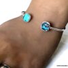 N7100a Bracelet jonc turquoise véritable femme argent plaqué - Bijoux Bracelets en ligne Ninanina