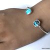 N7100e Bracelet jonc turquoise véritable femme argent plaqué - Bijoux Bracelets en ligne Ninanina