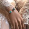 N7100G Bracelet jonc turquoise véritable femme argent plaqué - Bijoux Bracelets en ligne Ninanina