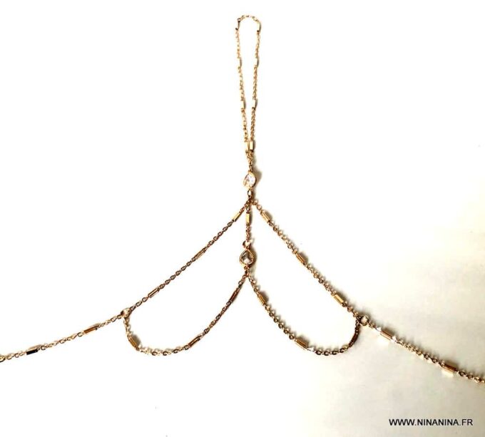 N7103j Chaine au pied femme - Bijou plaqué or zirconium blanc - Bijoux de pied en ligne Ninanina