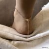 N7103N Chaine au pied femme - Bijou plaqué or zirconium blanc - Bijoux de pied en ligne Ninanina