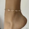 N7104b Chaine de cheville luxe - Bracelet de pied plaqué or zirconium fait main en france - Bijoux de pieds artisanaux en ligne Ninanina