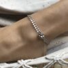 N7108b Bracelet de cheville indien en argent chaine acier inoxydable - Bijoux de pied en ligne Ninanina