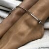 N7108f Bracelet de cheville indien en argent chaine acier inoxydable - Bijoux de pied en ligne Ninanina