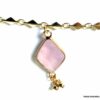 N7109d Bracelet cheville doré femme - chaine de pied quartz rose - Bijoux de pied en ligne Ninanina