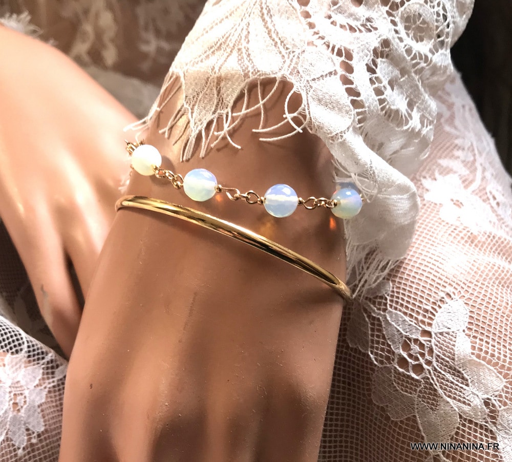 Bracelets en pierre de lune blanche